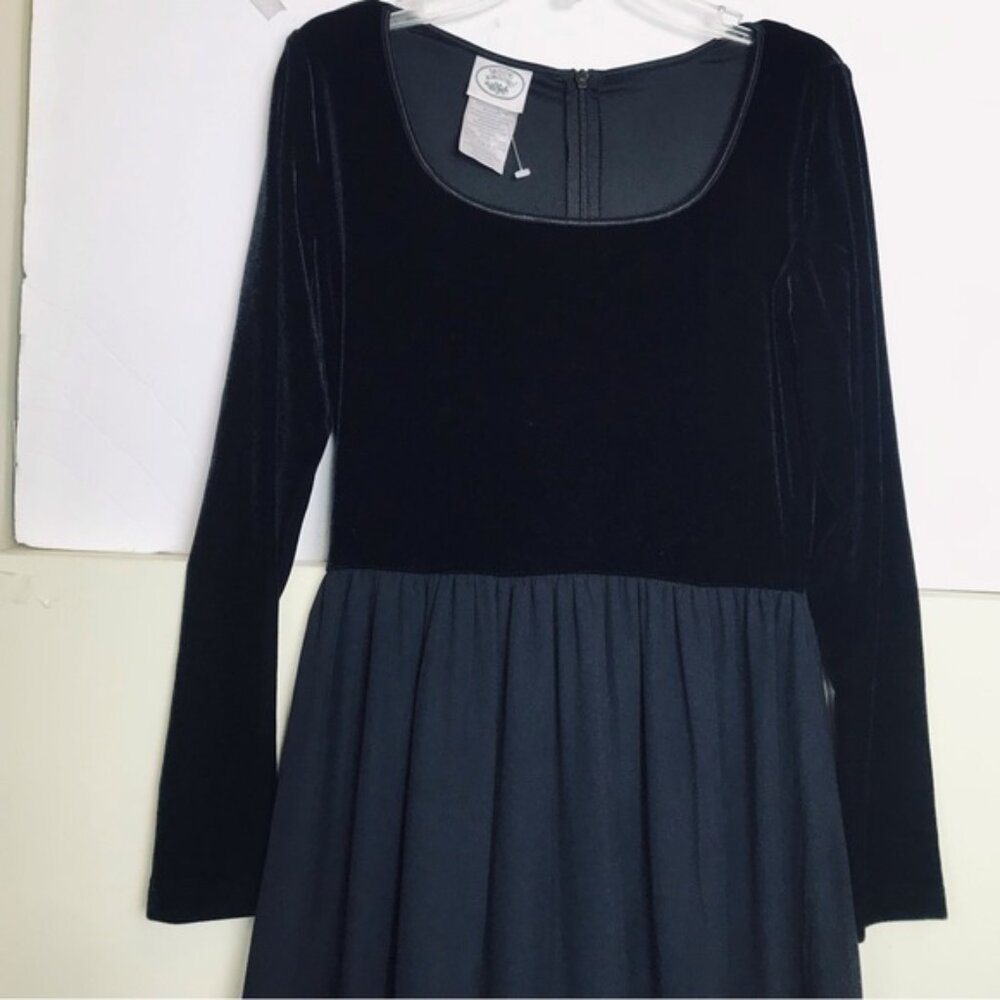 Laura Ashley Vintage NEW Velvet Silk Boho Maxi Dress Scoop Neck Full Skirt Long - Picture 6 of 16